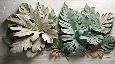 Панно AG-VL-002, Voluminous leaves, Design Studio 3D