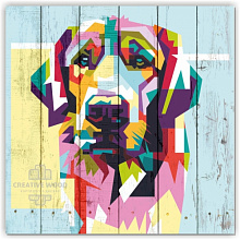 Разноцветное панно для стен Creative Wood Векторная графика Векторная графика - Собака цветная